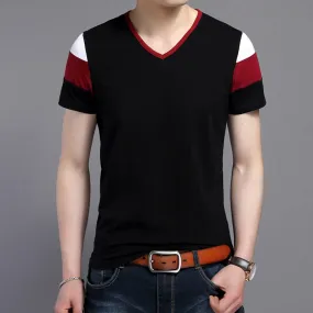 2019 New Fashion Brand T Shirts Men Top Grade Trends Streetwear Tops Summer V Neck Striped  Short Sleeve Tshirts Men Clothing