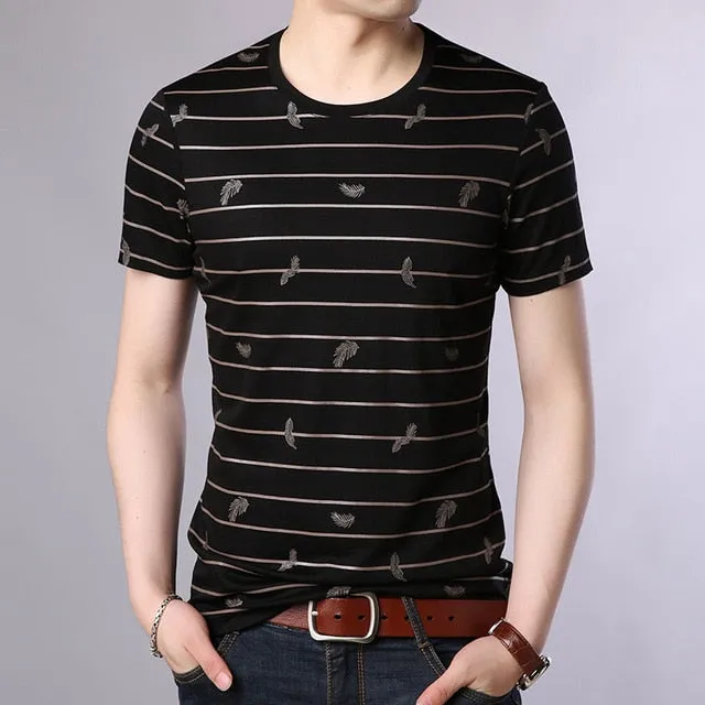 2019 New Fashion Brand T Shirts Mens O Neck Striped Summer Tops  Street Style Trends Print Short Sleeve Tshirts Men Clothing