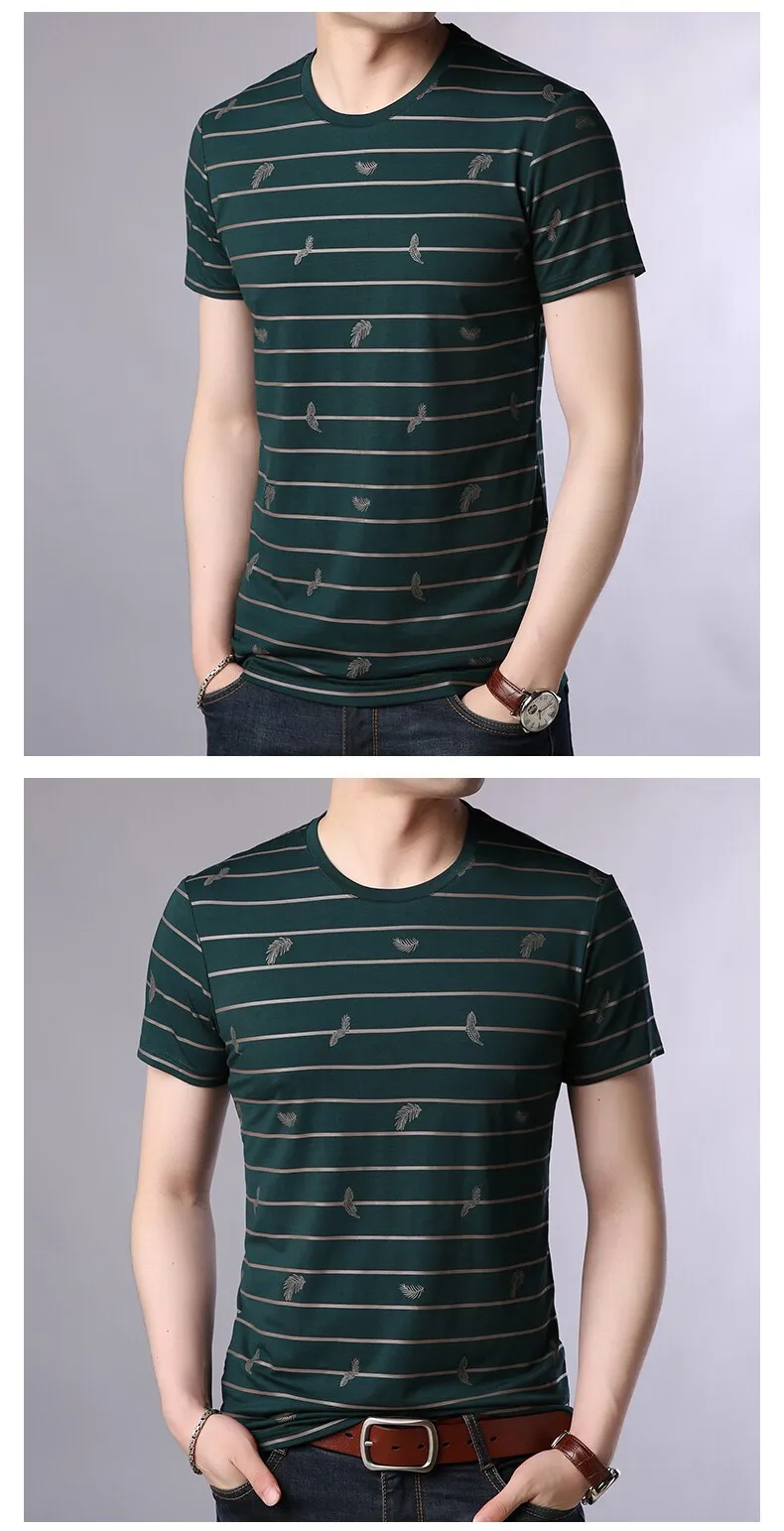 2019 New Fashion Brand T Shirts Mens O Neck Striped Summer Tops  Street Style Trends Print Short Sleeve Tshirts Men Clothing