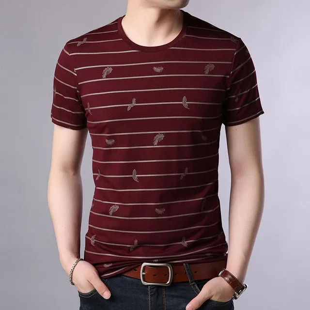 2019 New Fashion Brand T Shirts Mens O Neck Striped Summer Tops  Street Style Trends Print Short Sleeve Tshirts Men Clothing