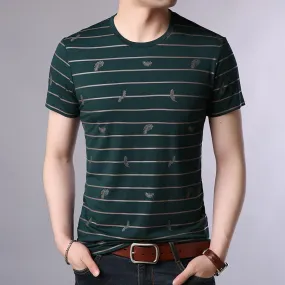 2019 New Fashion Brand T Shirts Mens O Neck Striped Summer Tops  Street Style Trends Print Short Sleeve Tshirts Men Clothing