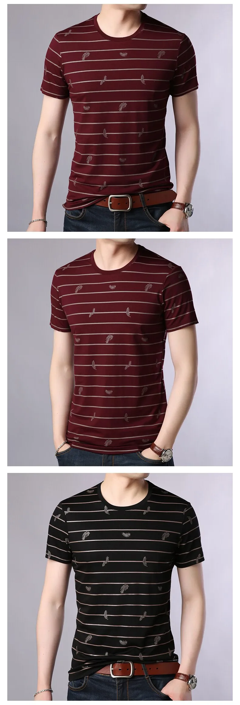 2019 New Fashion Brand T Shirts Mens O Neck Striped Summer Tops  Street Style Trends Print Short Sleeve Tshirts Men Clothing