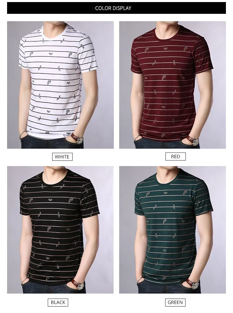 2019 New Fashion Brand T Shirts Mens O Neck Striped Summer Tops  Street Style Trends Print Short Sleeve Tshirts Men Clothing