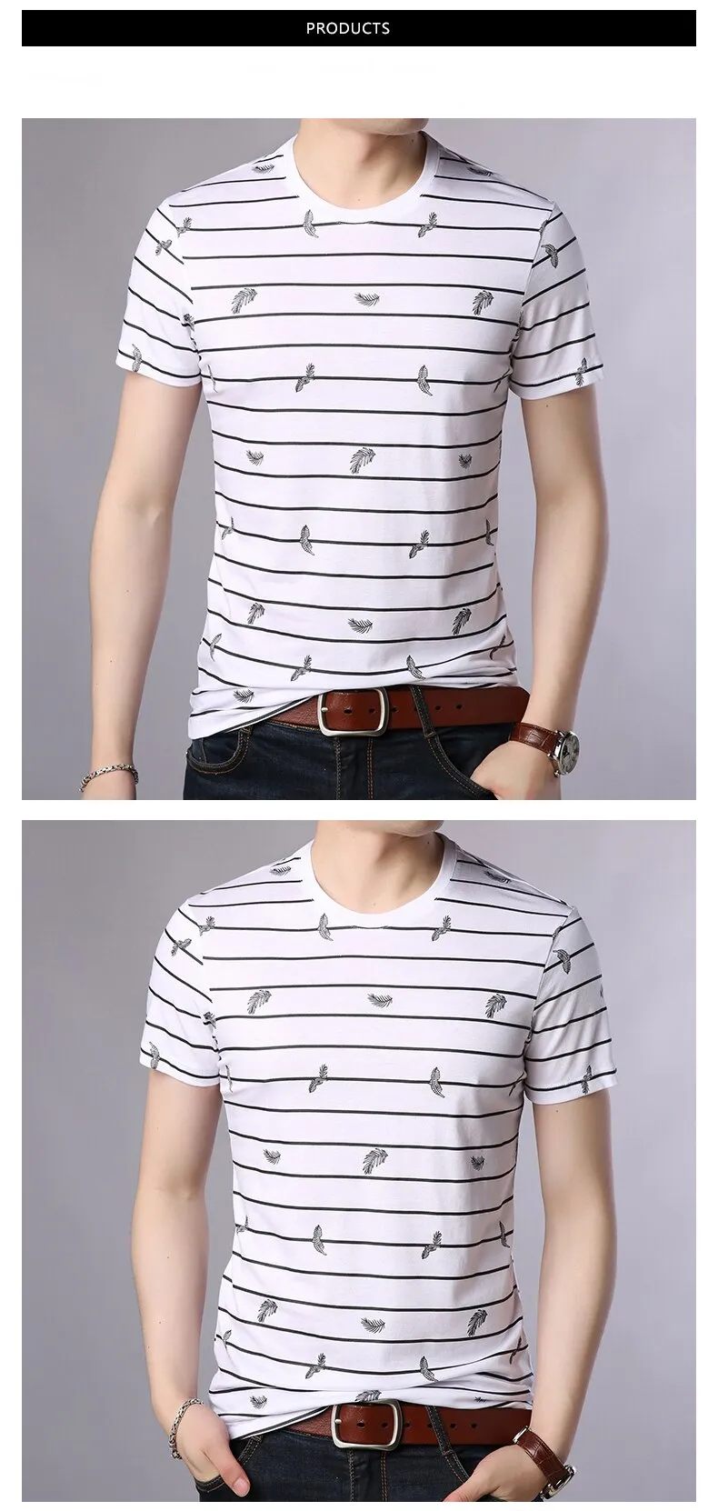 2019 New Fashion Brand T Shirts Mens O Neck Striped Summer Tops  Street Style Trends Print Short Sleeve Tshirts Men Clothing
