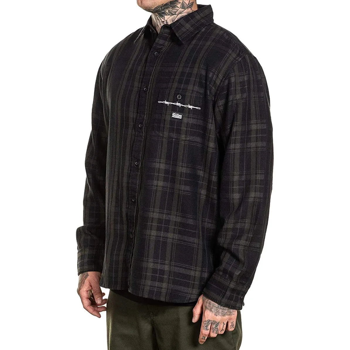 Bars Flannel Button Up Long Sleeve Shirt