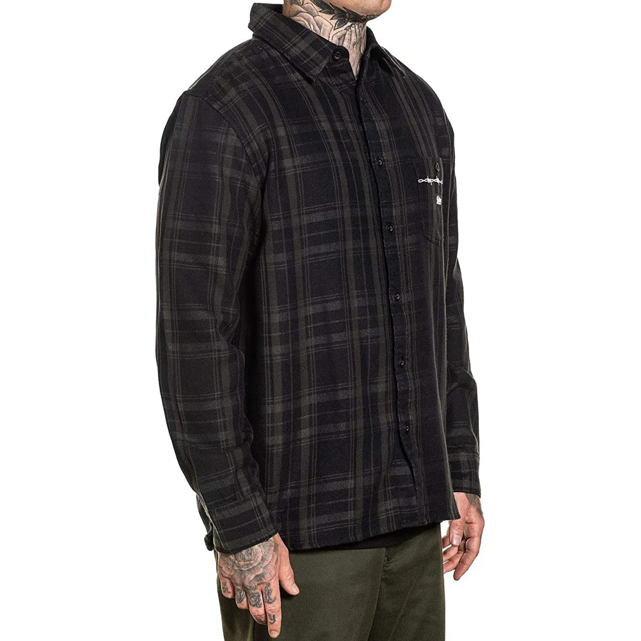 Bars Flannel Button Up Long Sleeve Shirt