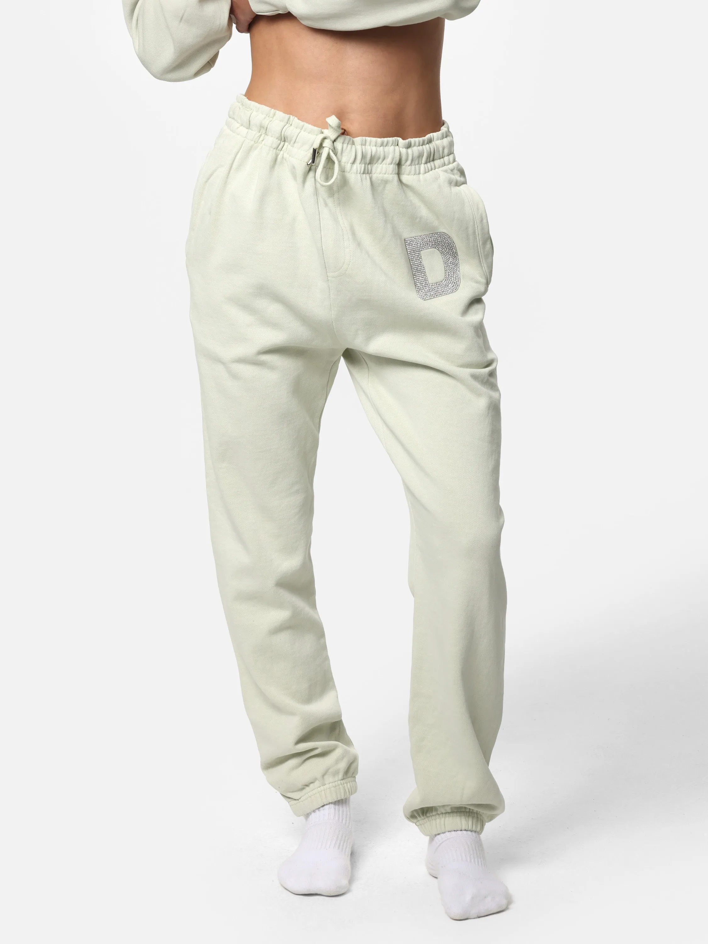 Bedazzled Initial Pistachio Joggers