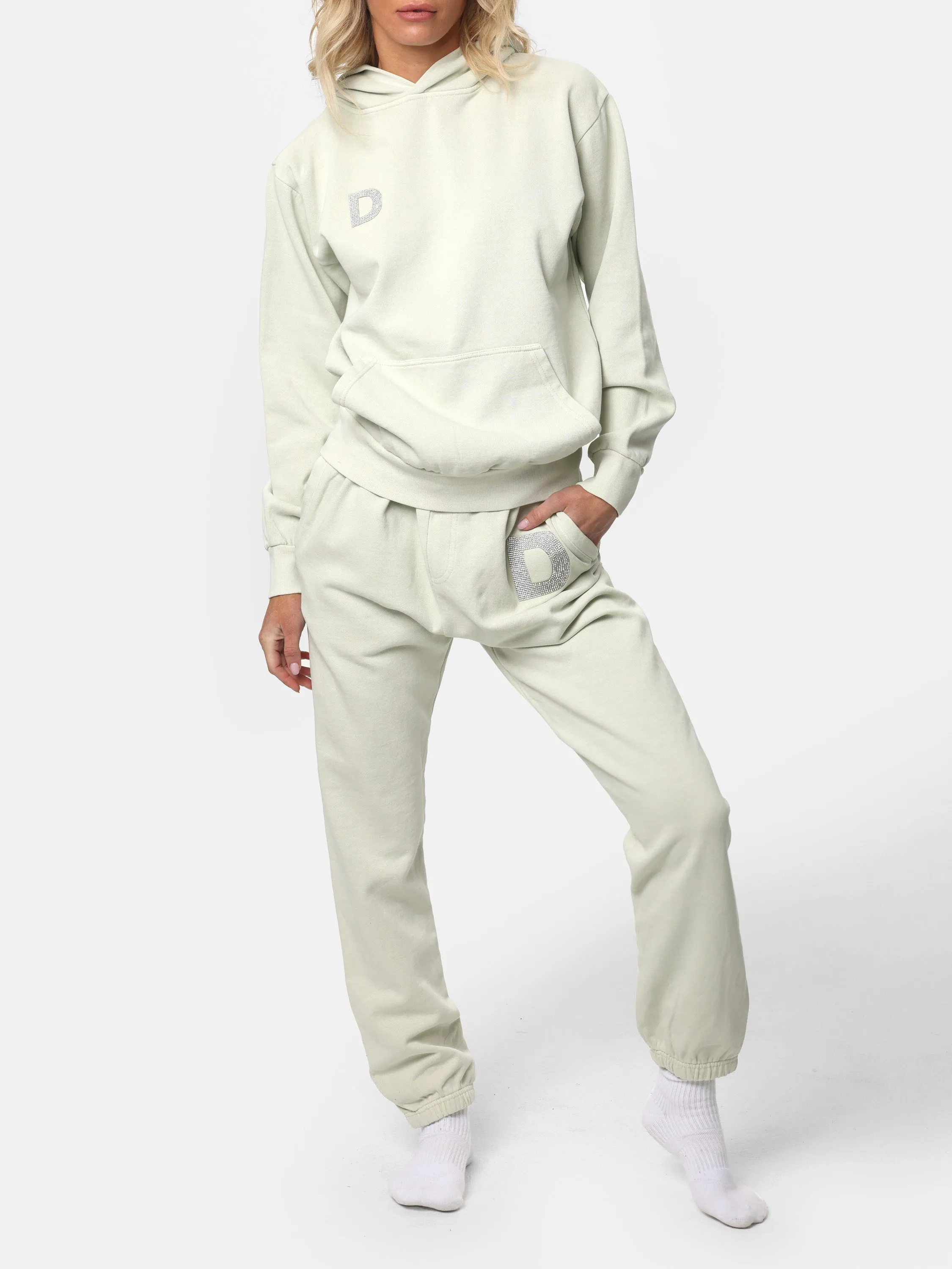 Bedazzled Initial Pistachio Joggers