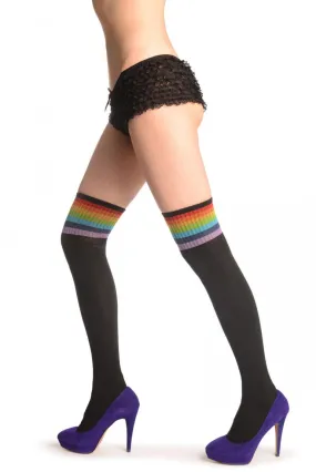 Black Thick Cotton With Rainbow Strips Top