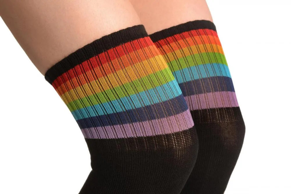 Black Thick Cotton With Rainbow Strips Top