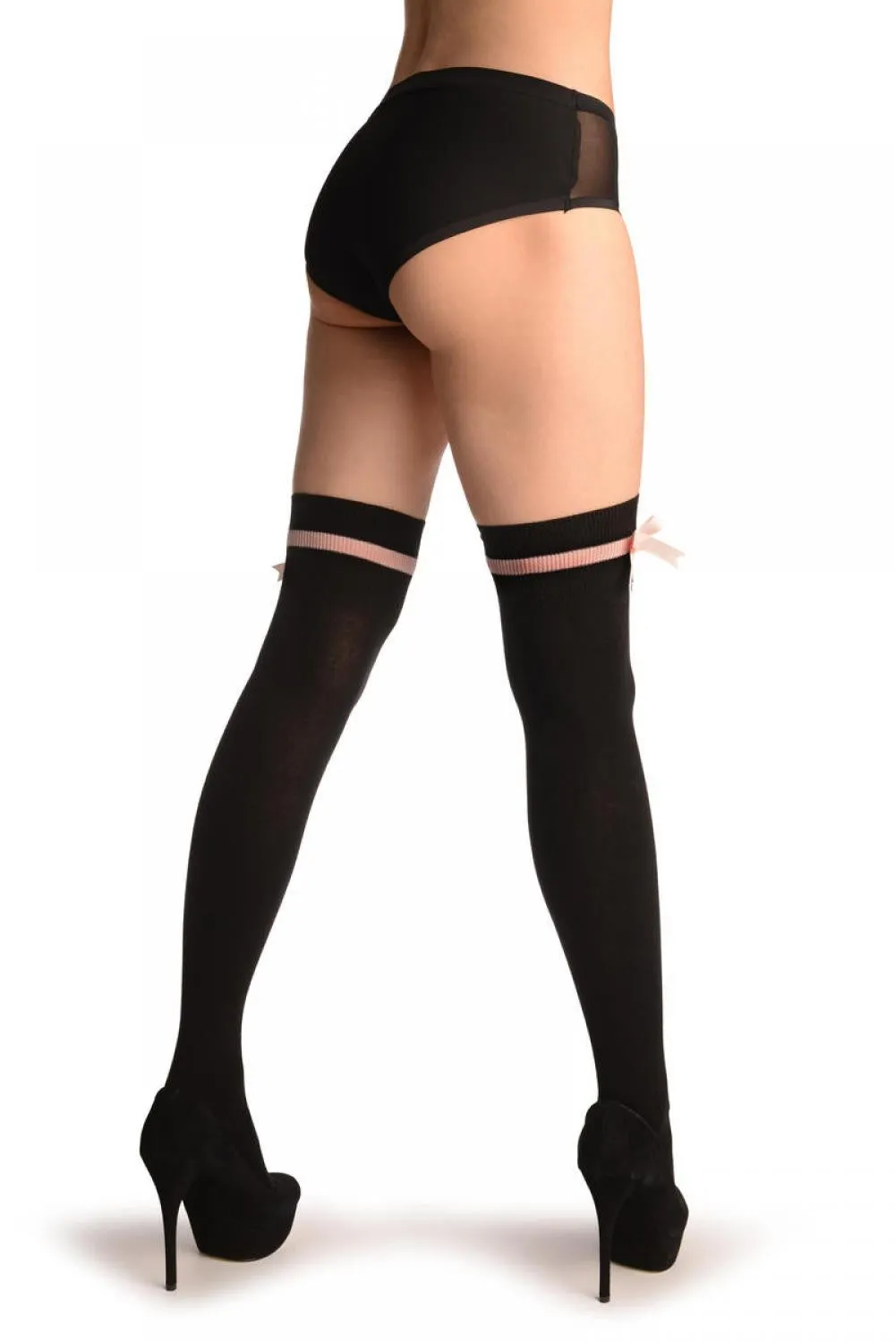 Black With Baby Pink Stripe & Satin Bow