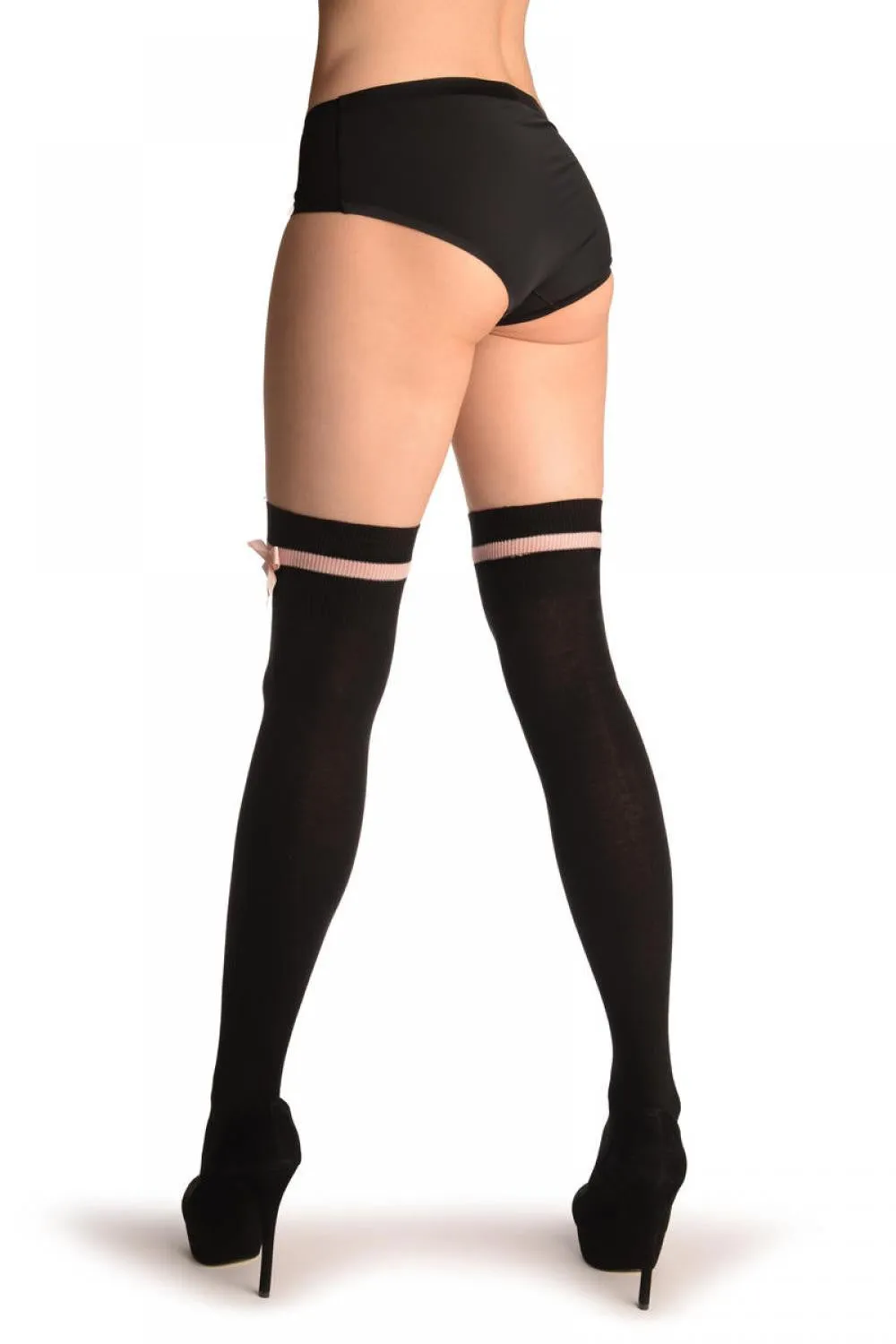 Black With Baby Pink Stripe & Satin Bow