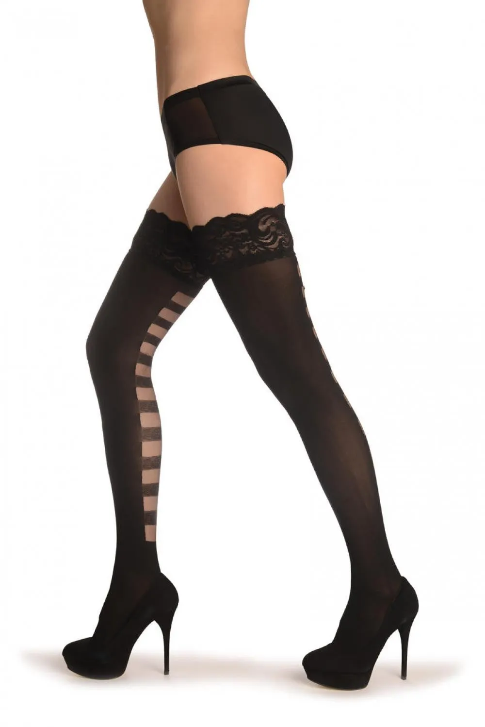 Black With Striped Back Seam