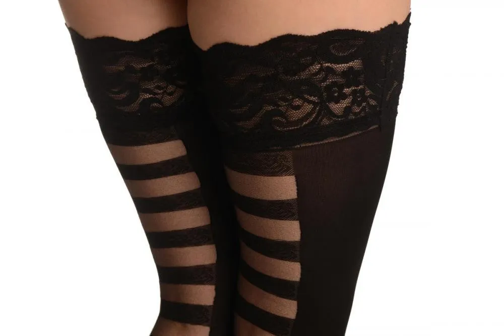 Black With Striped Back Seam