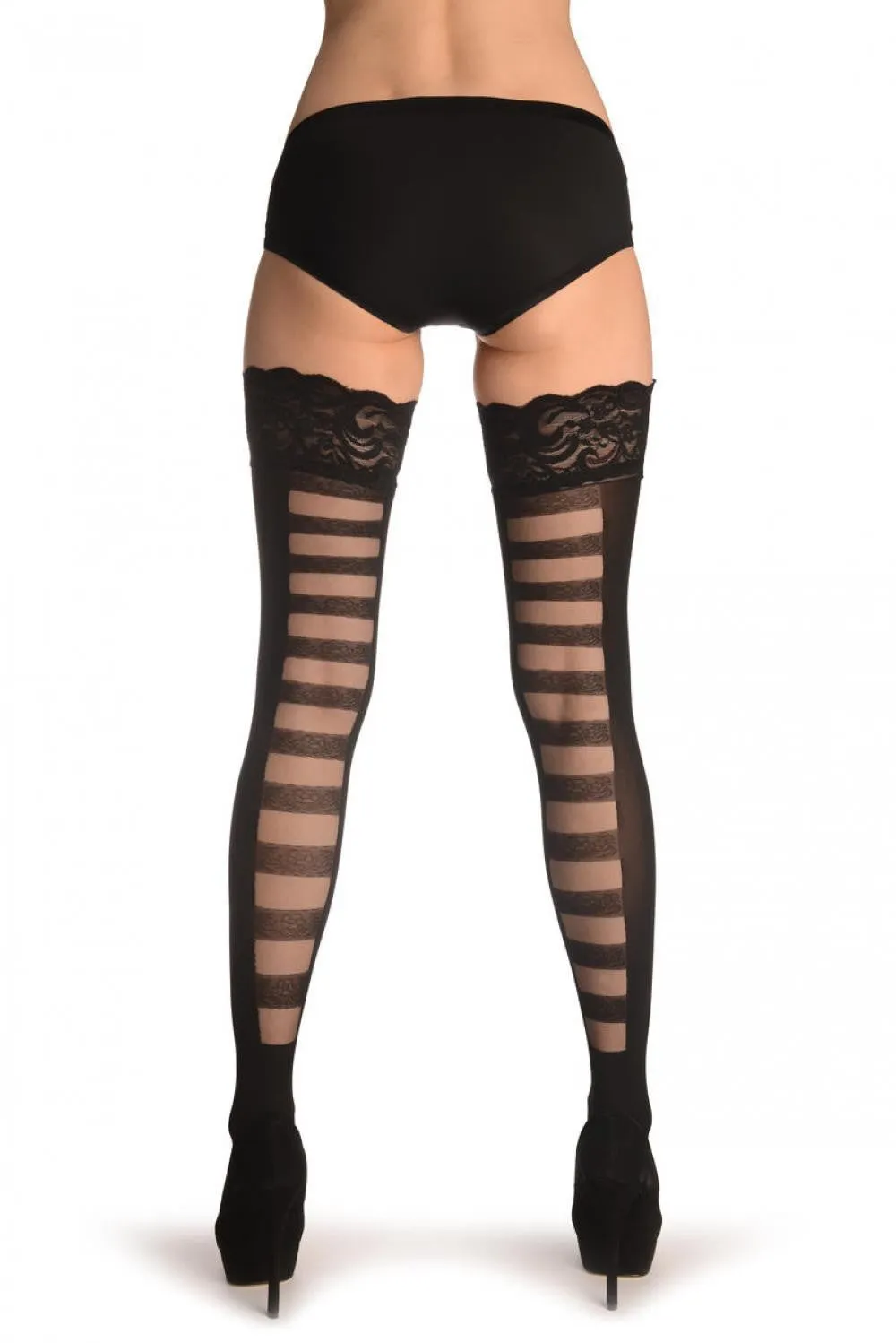 Black With Striped Back Seam