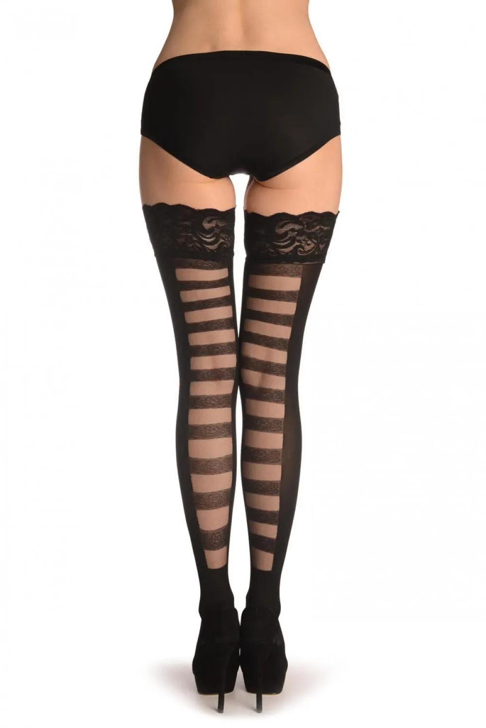 Black With Striped Back Seam