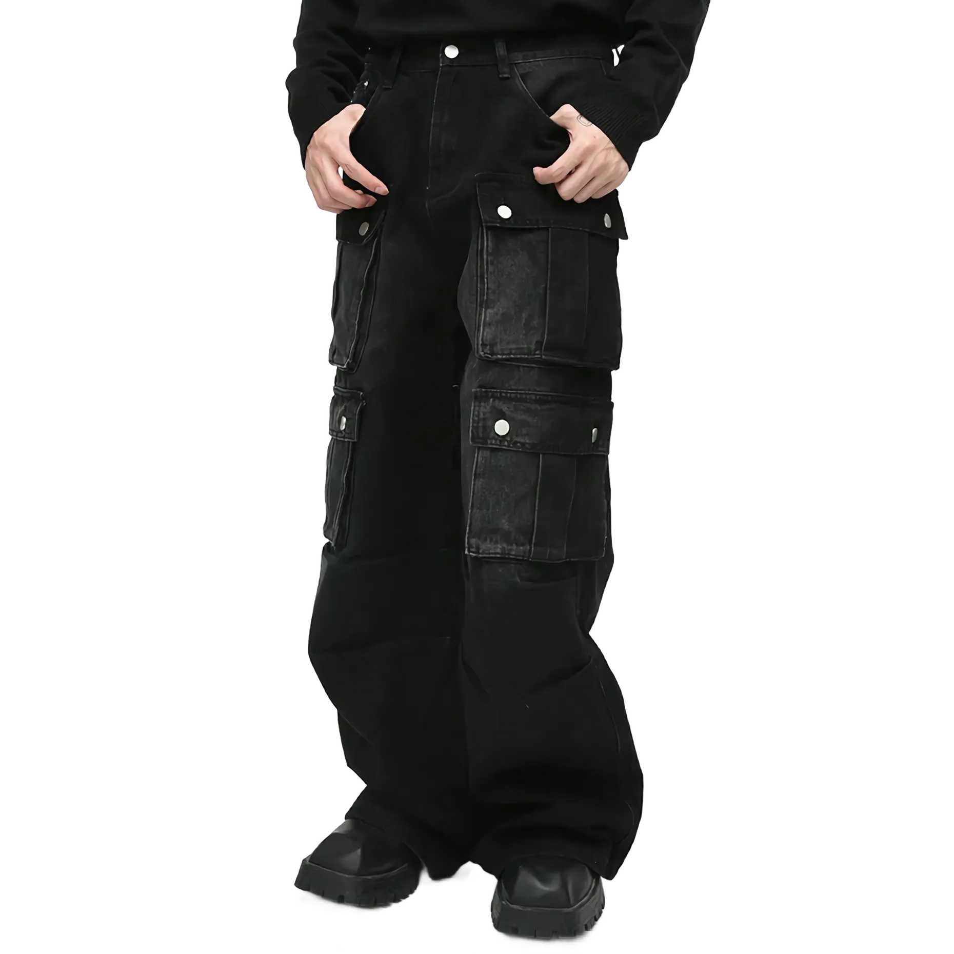'Blackout' Wide Leg Baggy Denim Jeans
