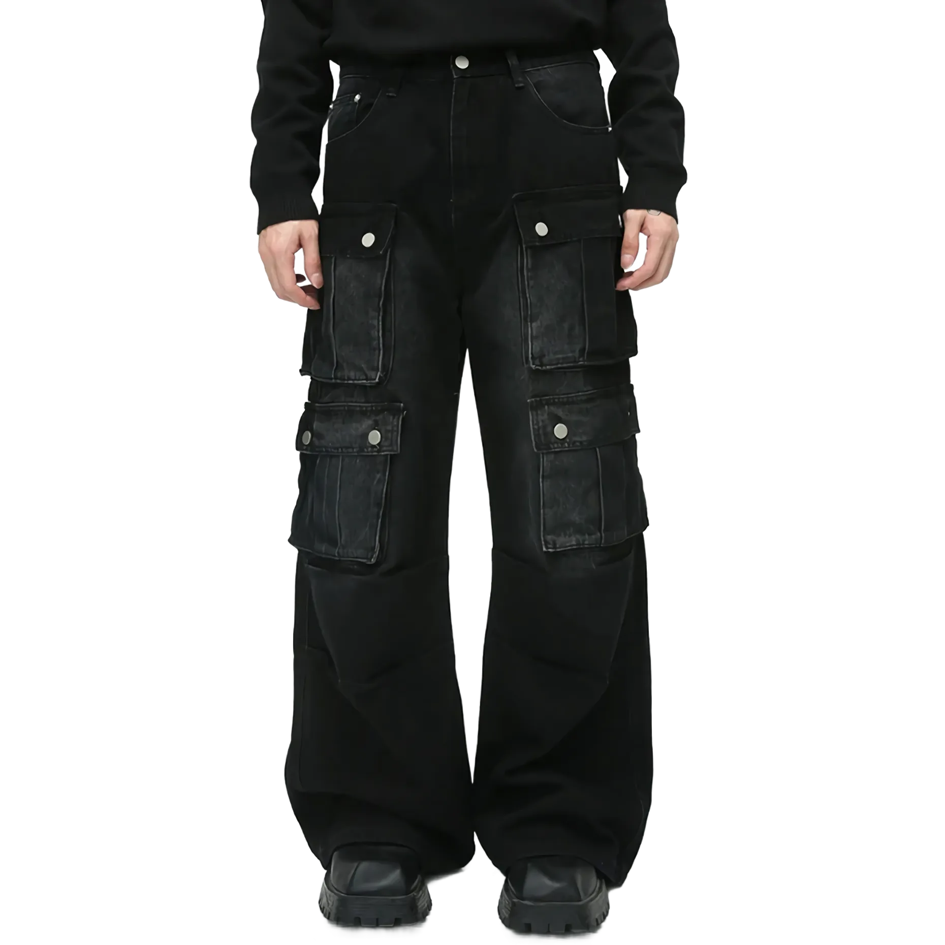 'Blackout' Wide Leg Baggy Denim Jeans