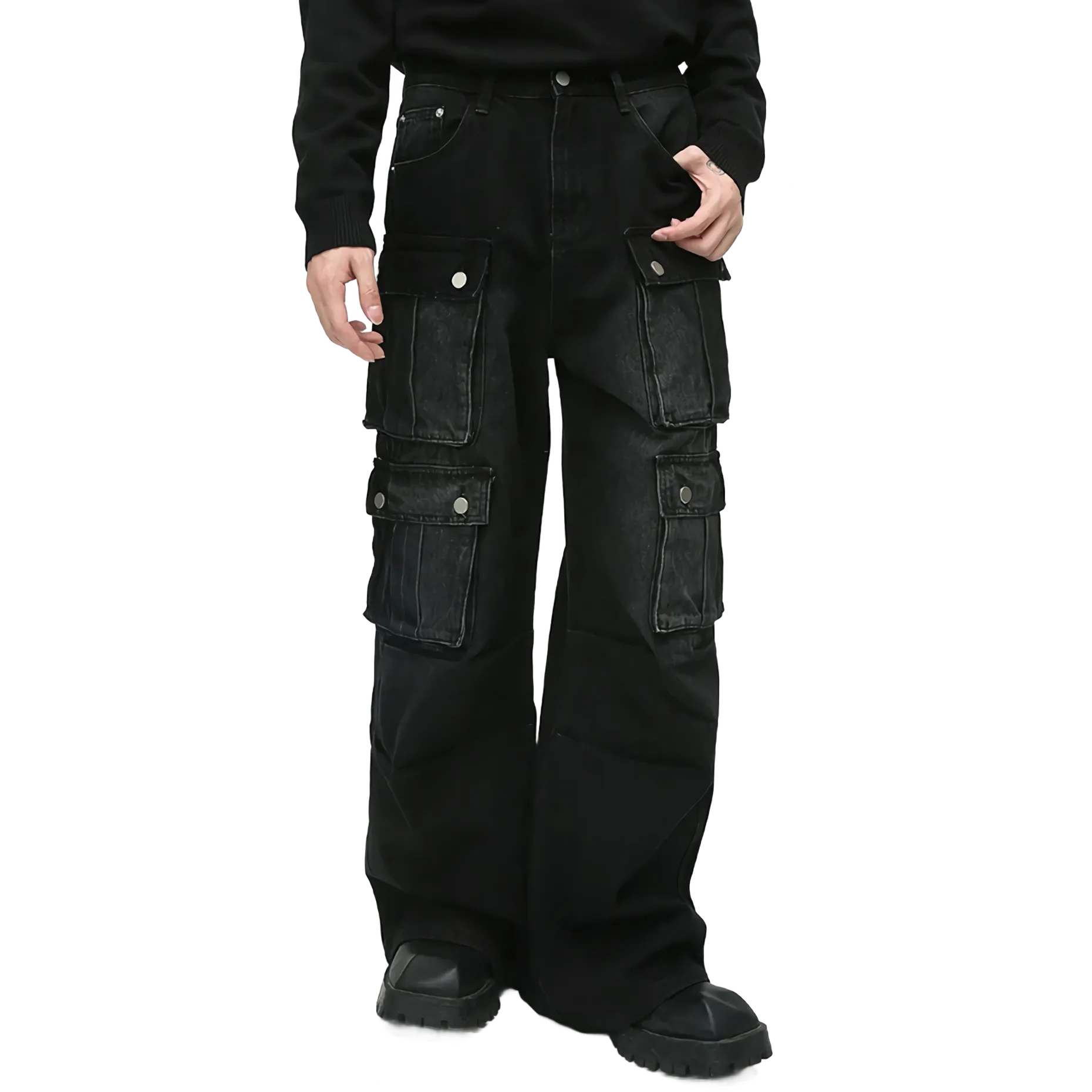 'Blackout' Wide Leg Baggy Denim Jeans