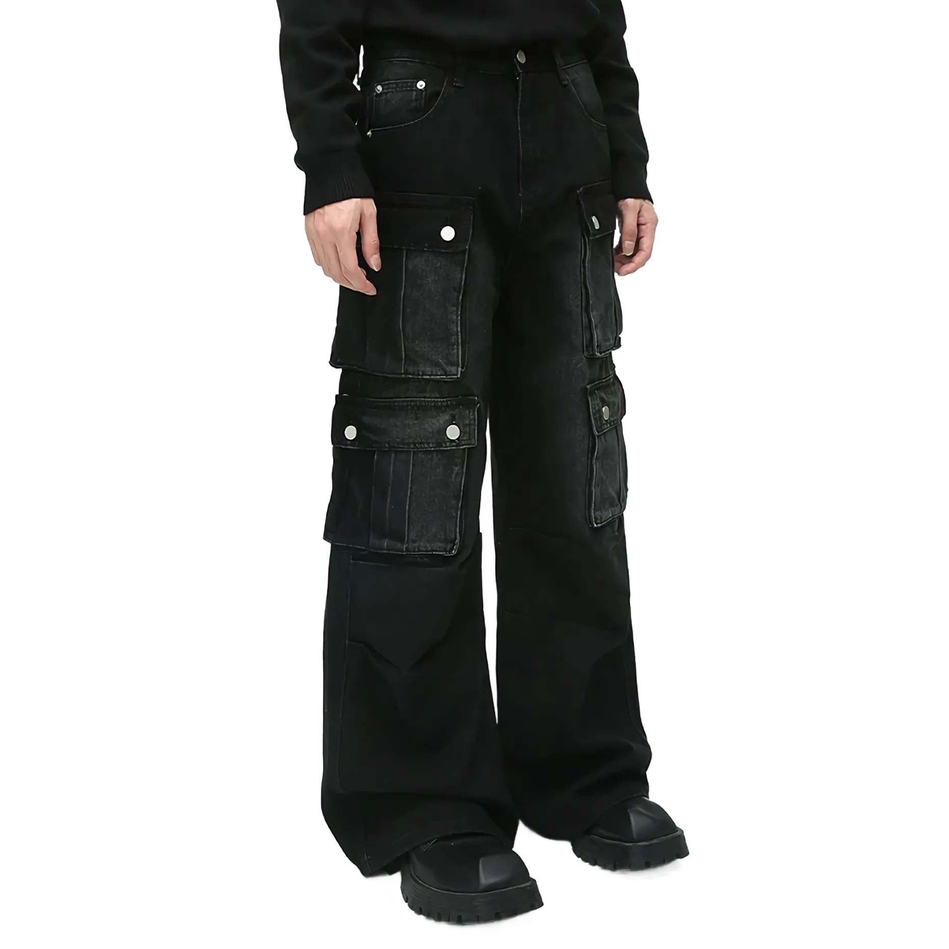 'Blackout' Wide Leg Baggy Denim Jeans