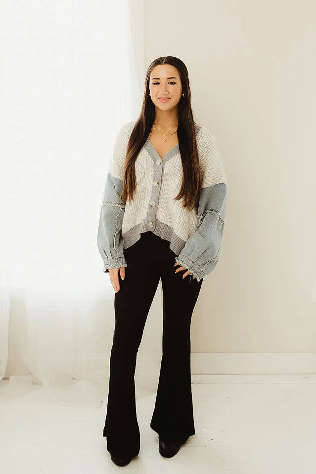 Button Up Denim Cardigan