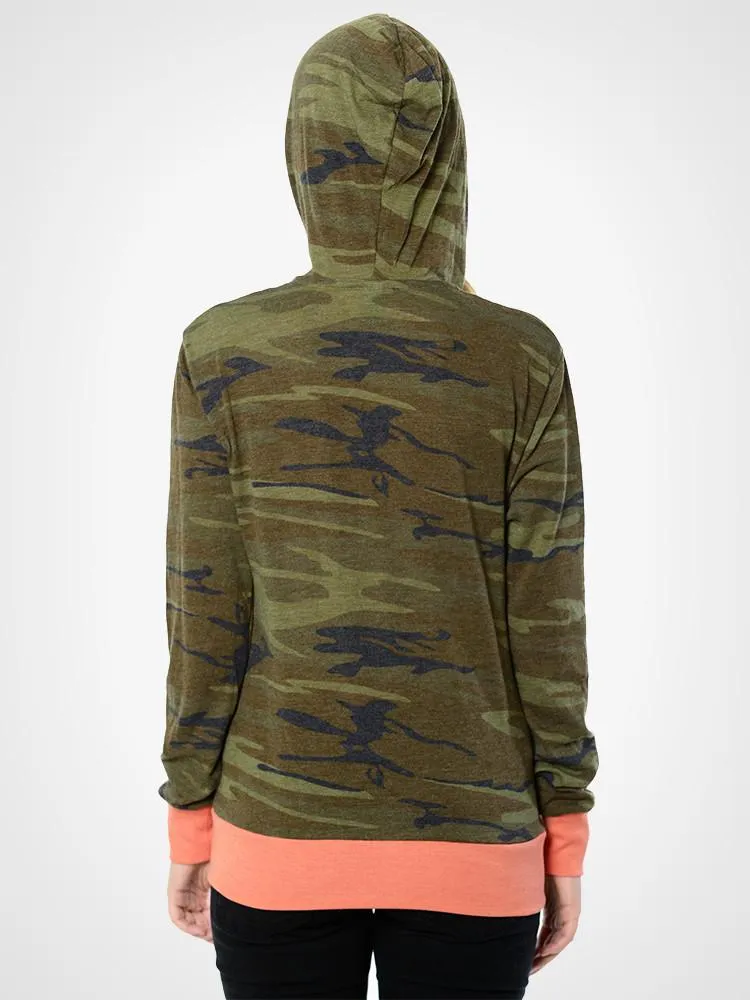 Camo Print Zip Hoodie