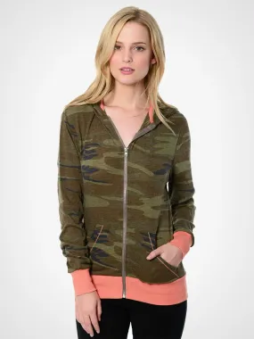 Camo Print Zip Hoodie