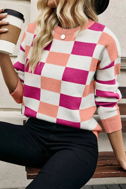 Checkered multicolored sweater