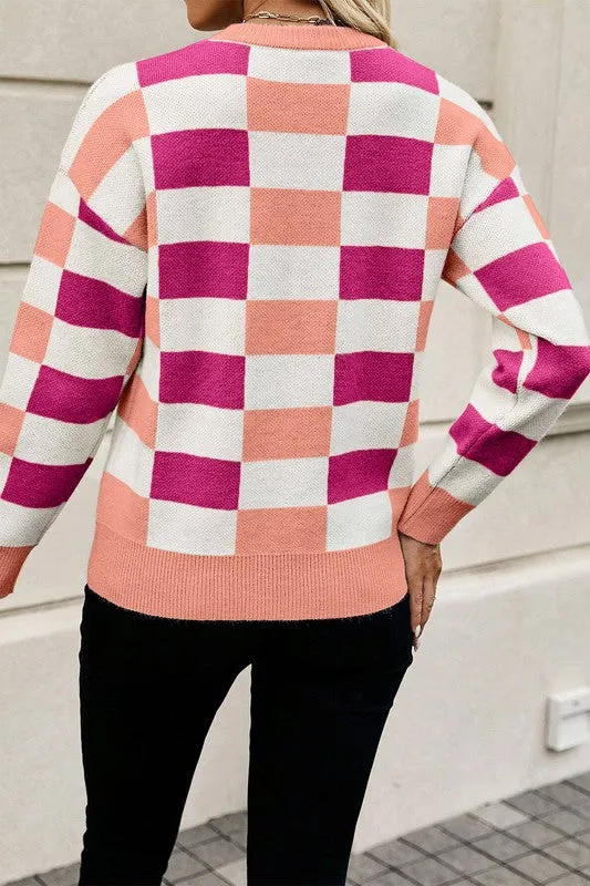 Checkered multicolored sweater