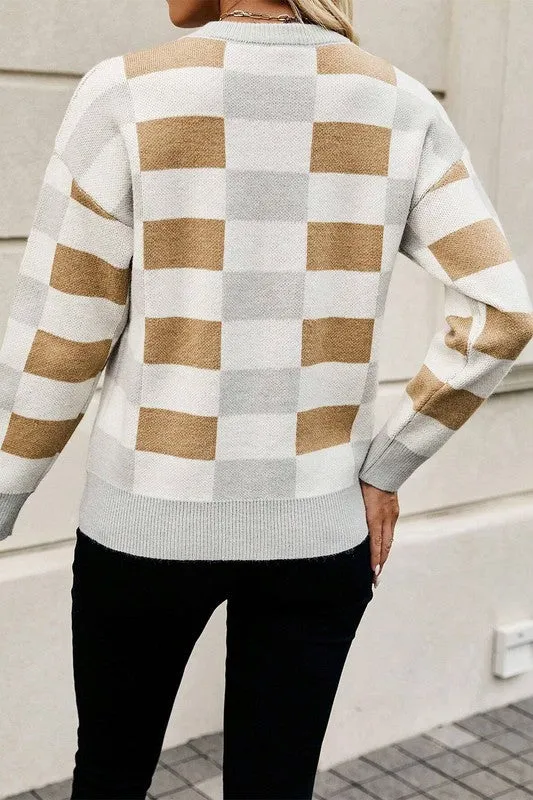Checkered multicolored sweater