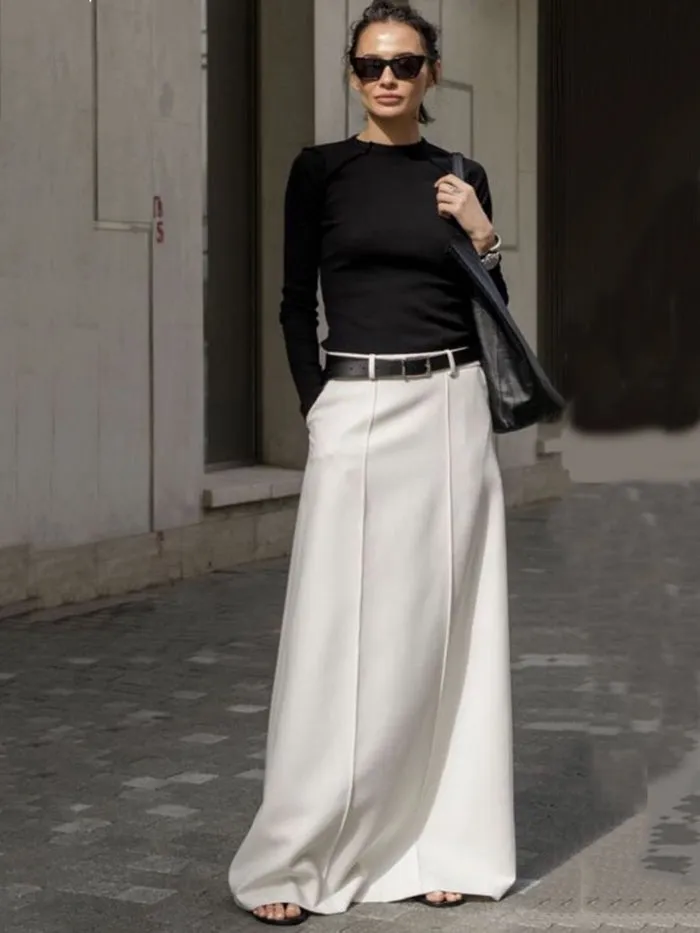 Chicmy-Stylish H-Line Solid Color Skirts Bottoms