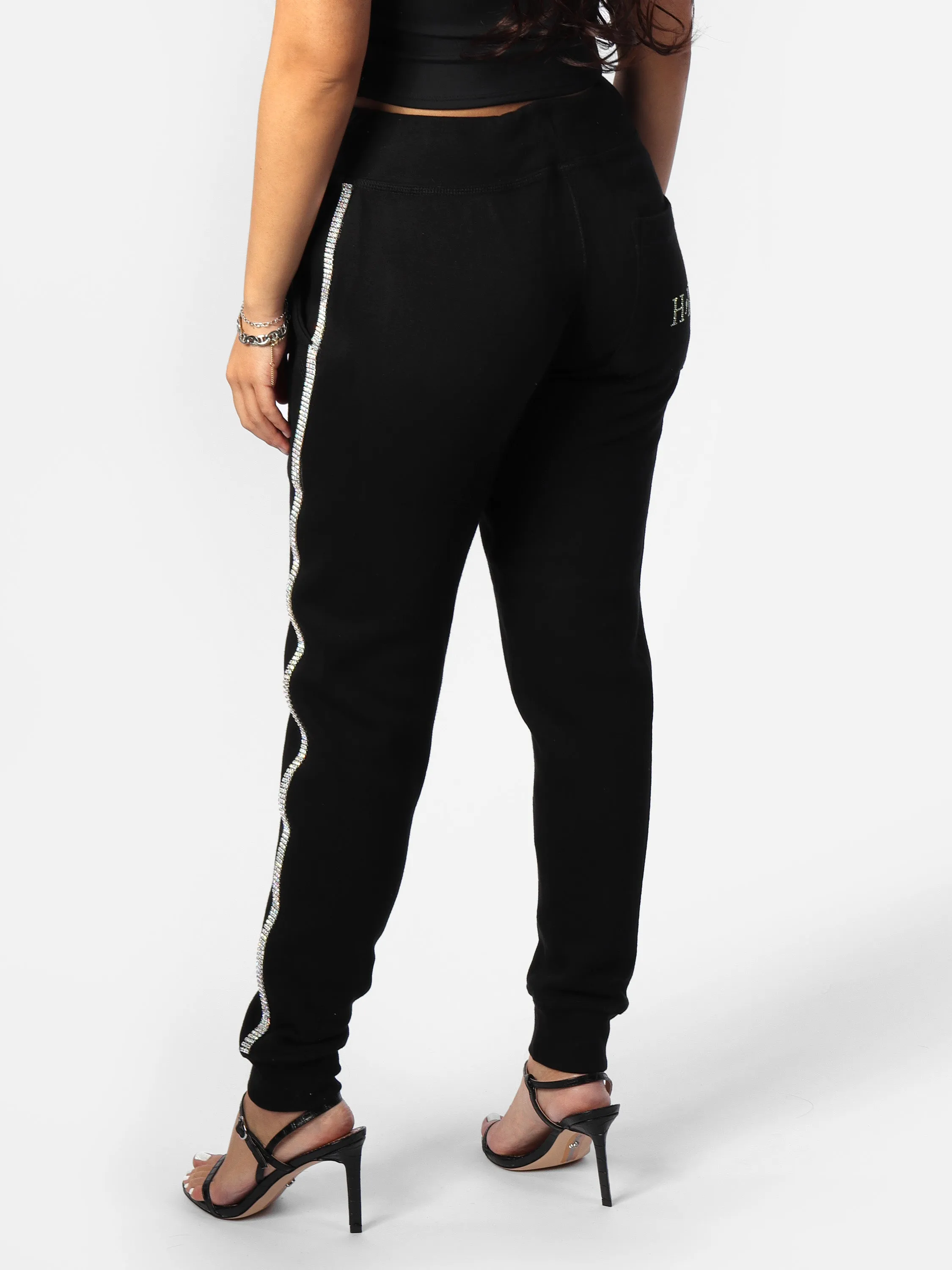Crystal Striped Black Joggers