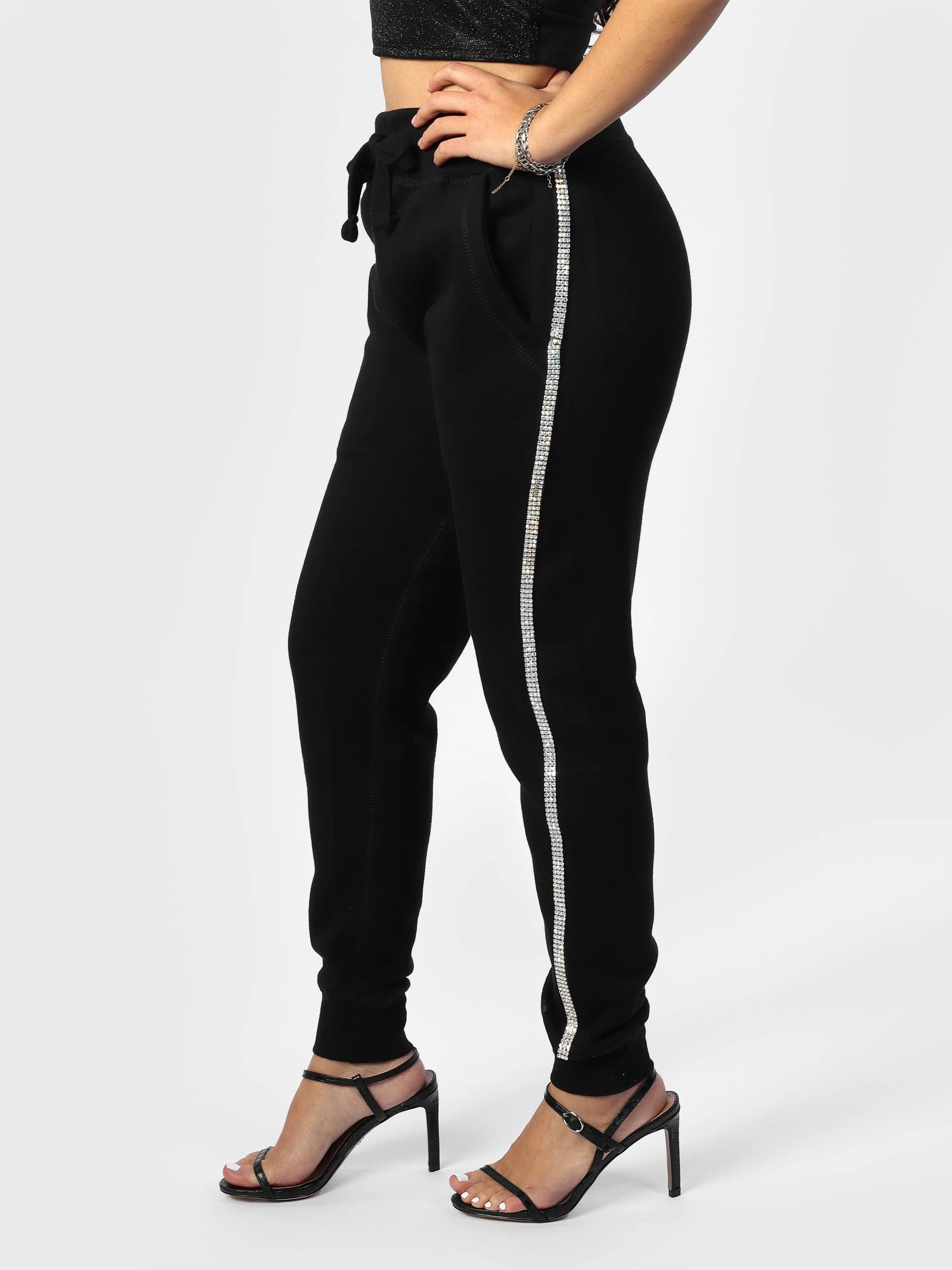 Crystal Striped Black Joggers