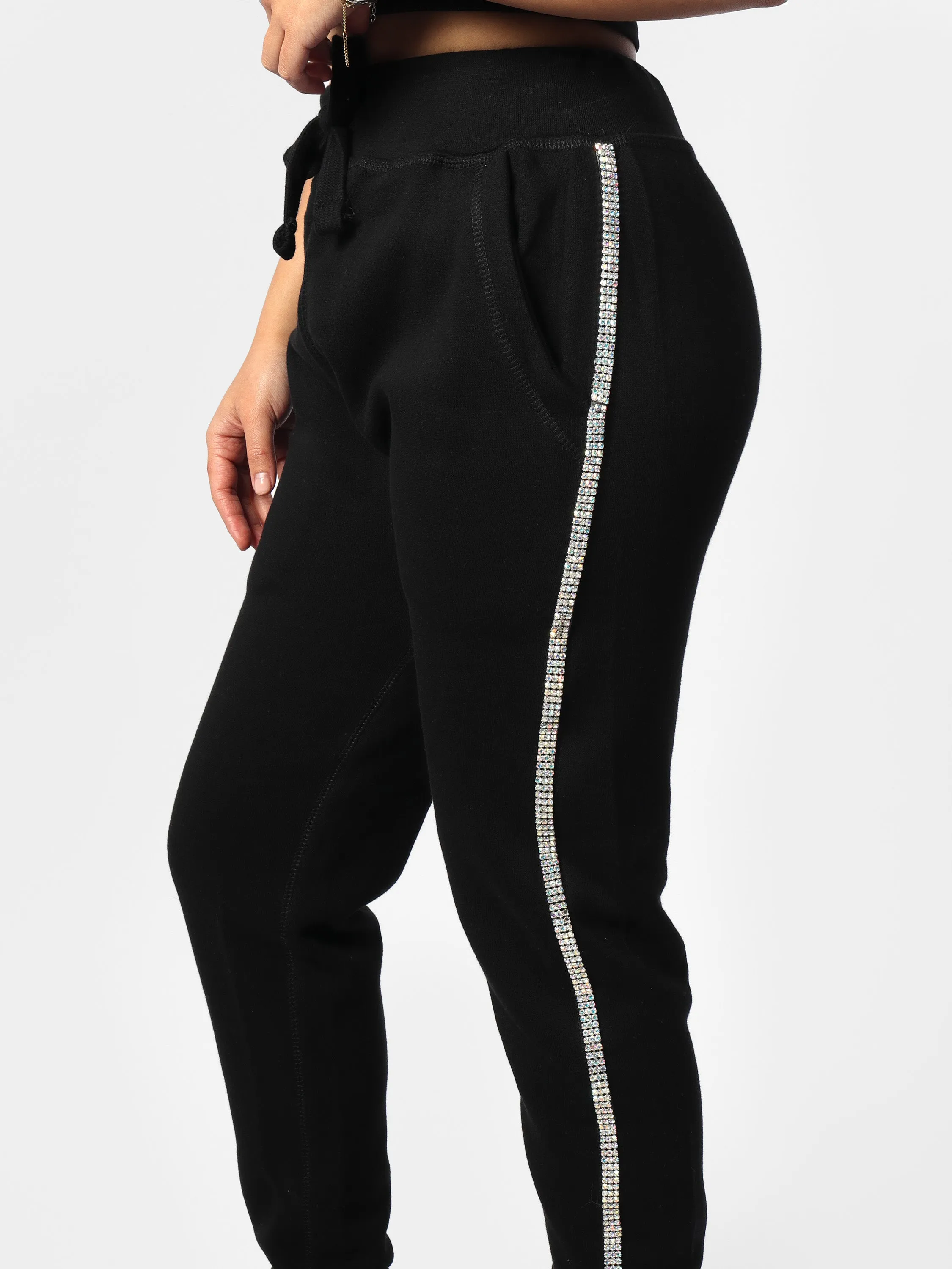 Crystal Striped Black Joggers