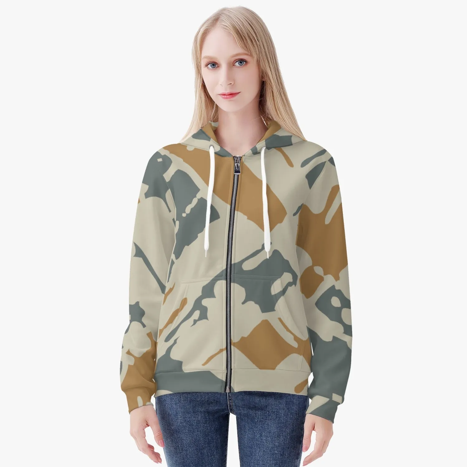 Digital Camouflage Women's Full Zip Up Hoodie