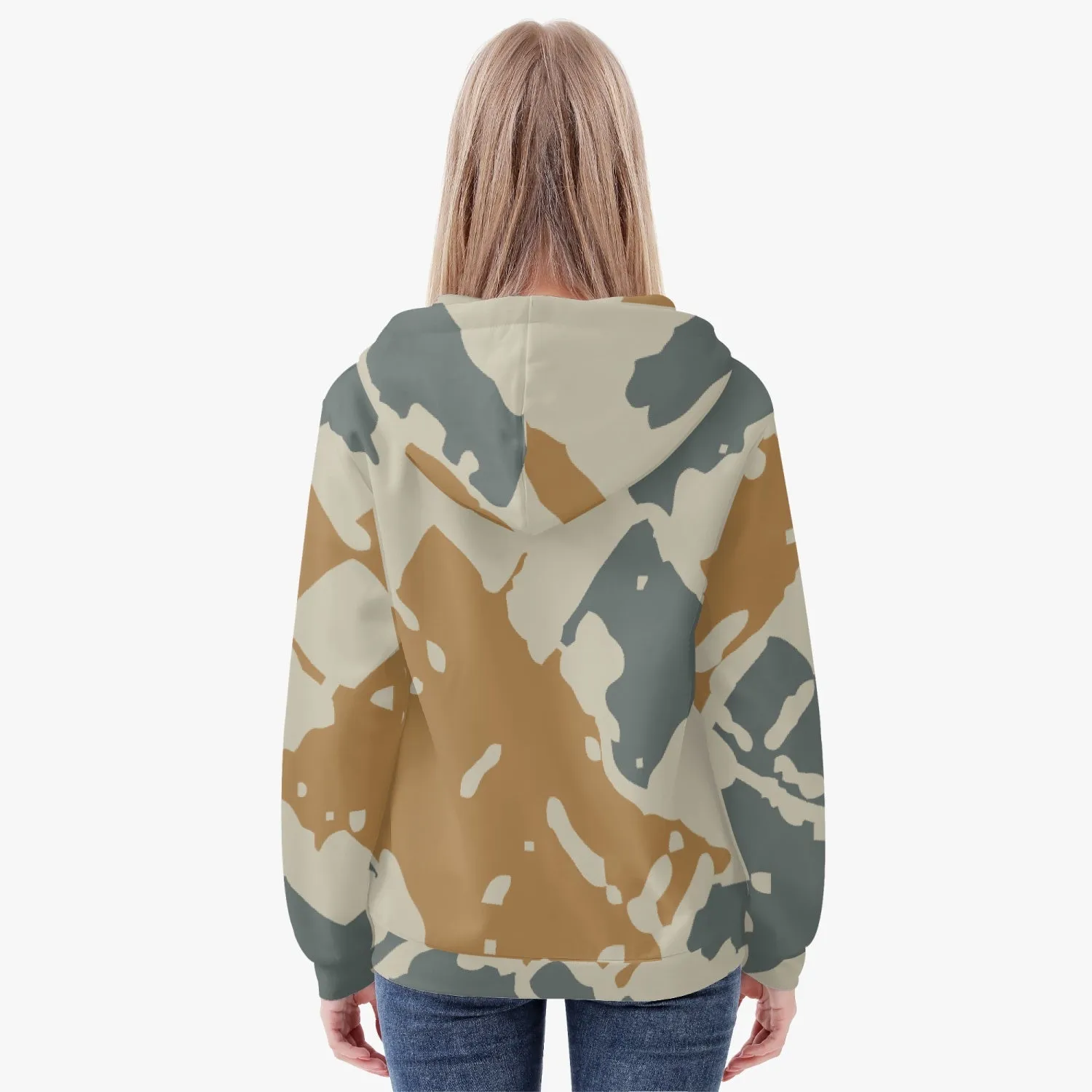 Digital Camouflage Women's Full Zip Up Hoodie