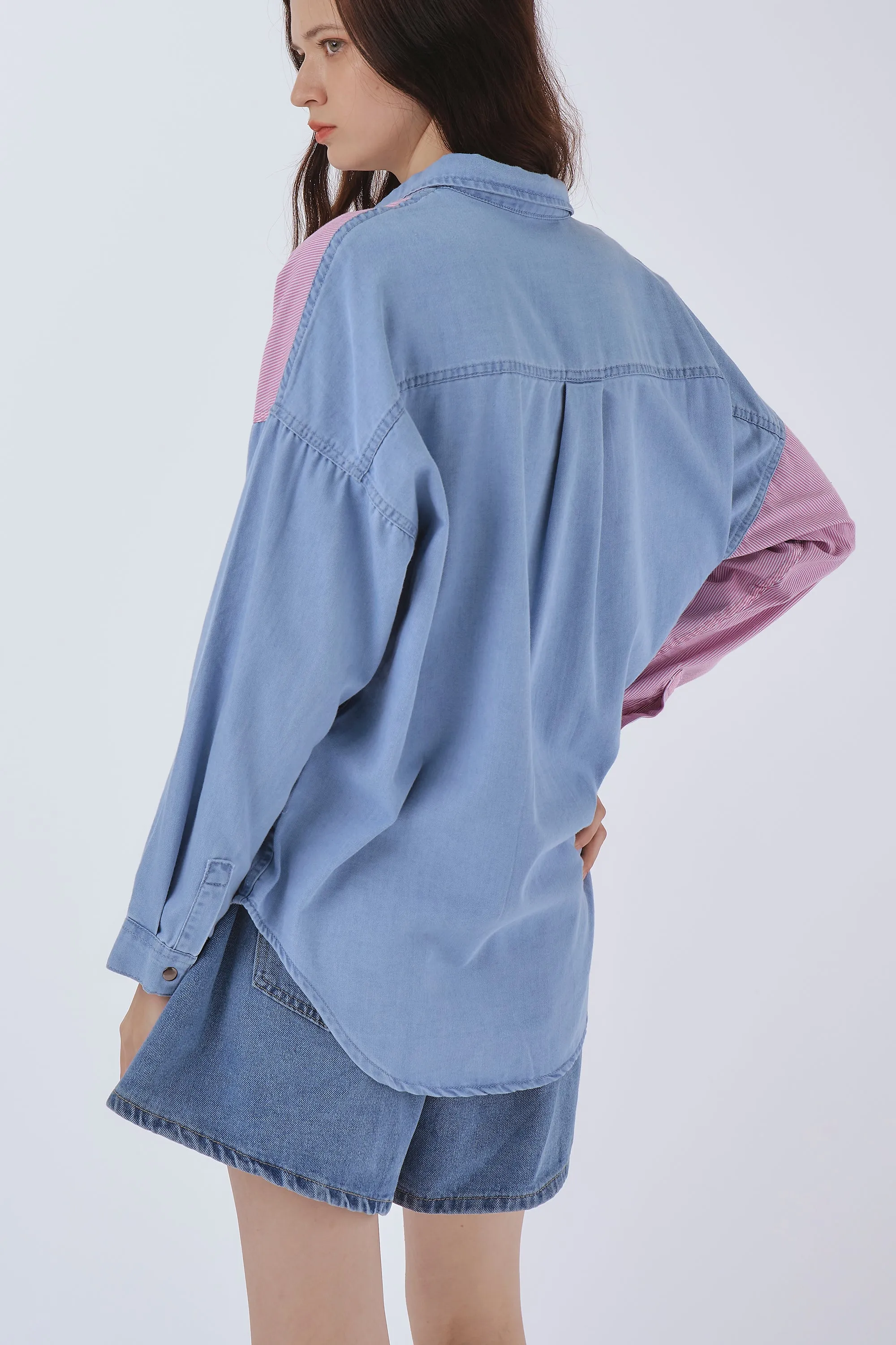 Ella Colorblock Denim Shirt