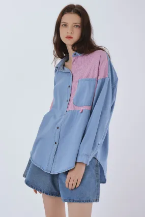 Ella Colorblock Denim Shirt