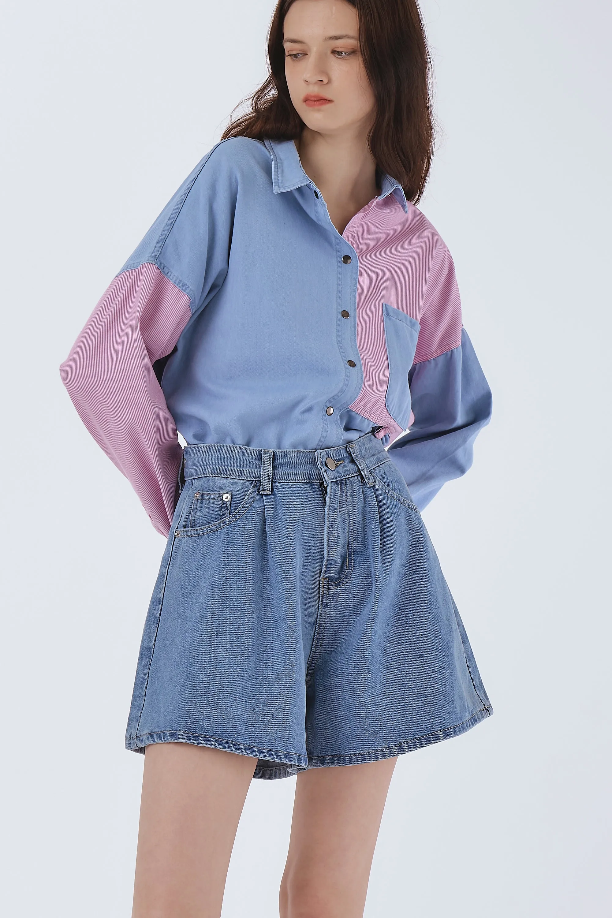 Ella Colorblock Denim Shirt