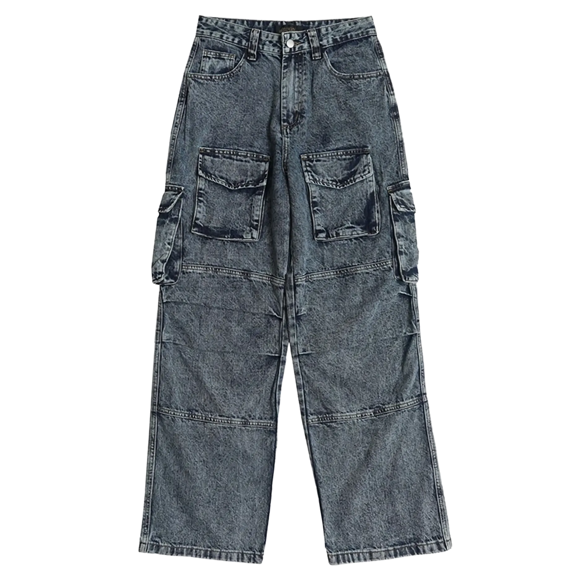 'Explorer' Acid Wash Cargo Denim Jeans