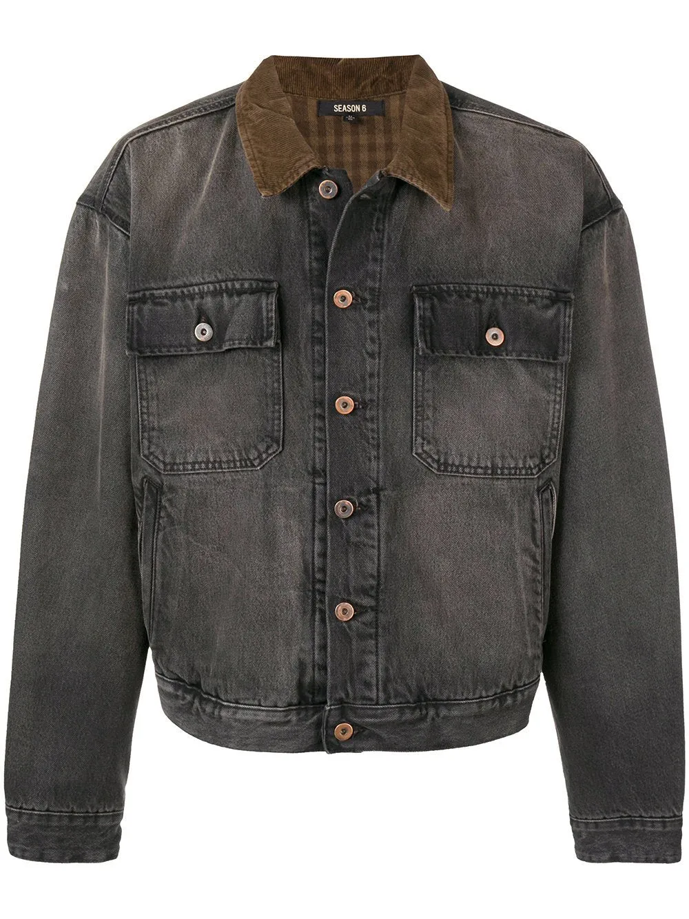 Flannel Lined Denim Jacket Black Brown