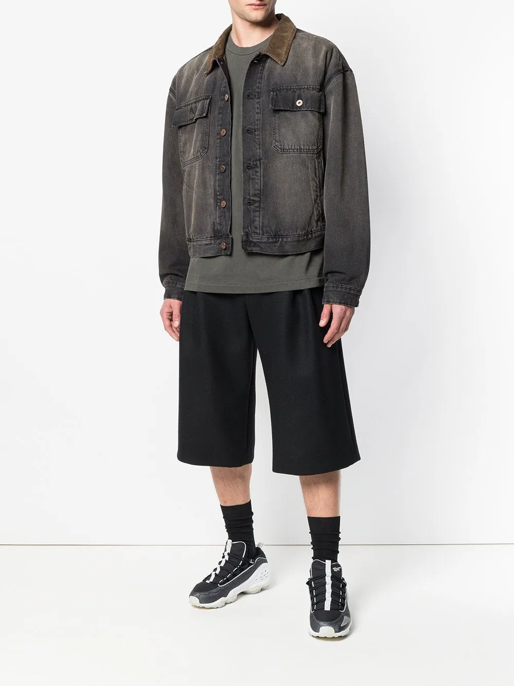 Flannel Lined Denim Jacket Black Brown