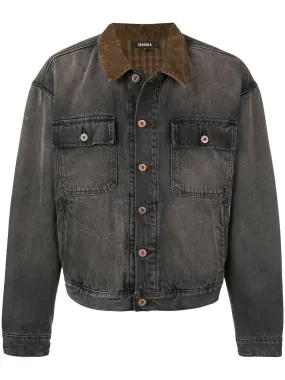 Flannel Lined Denim Jacket Black Brown