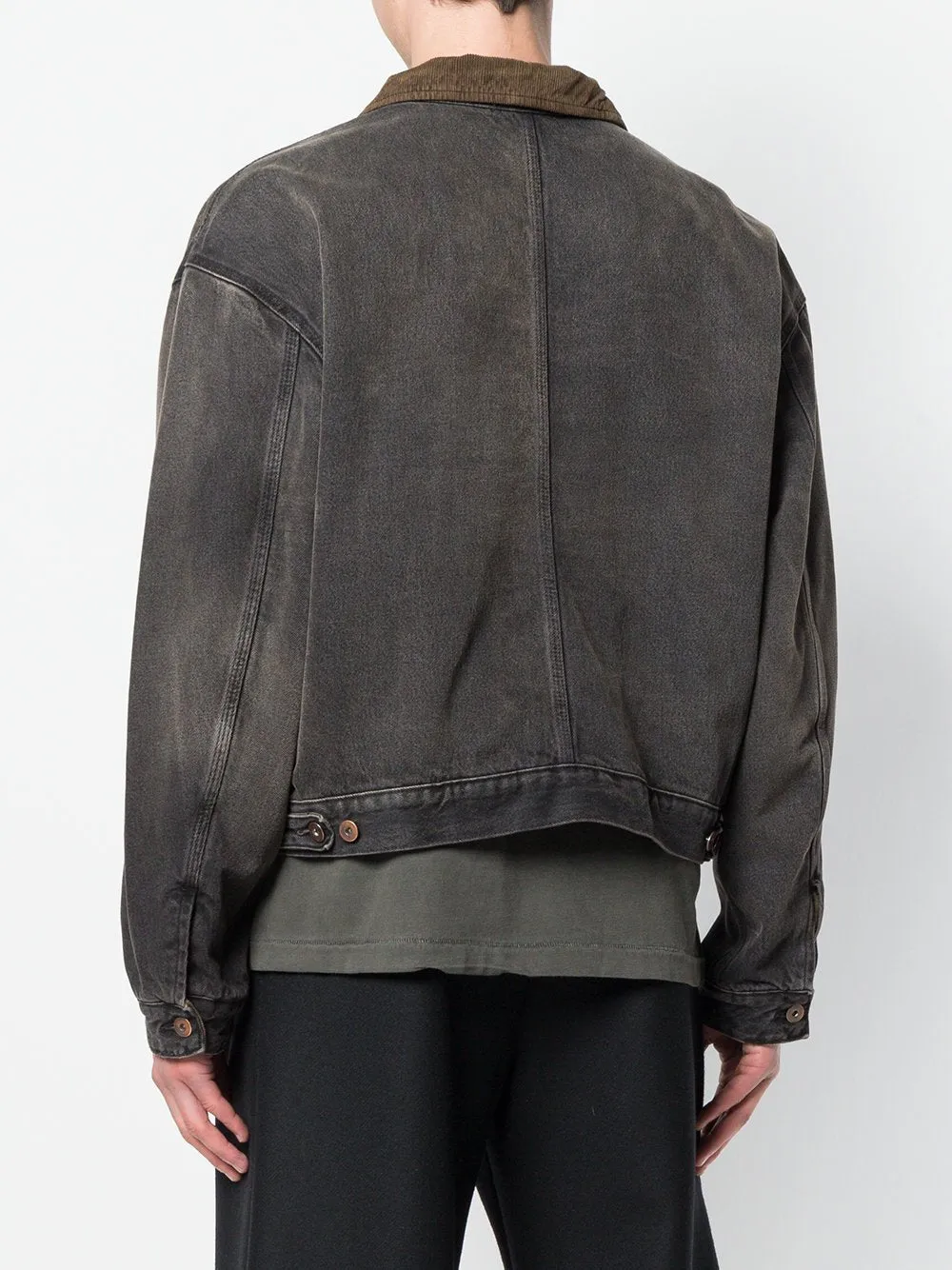 Flannel Lined Denim Jacket Black Brown