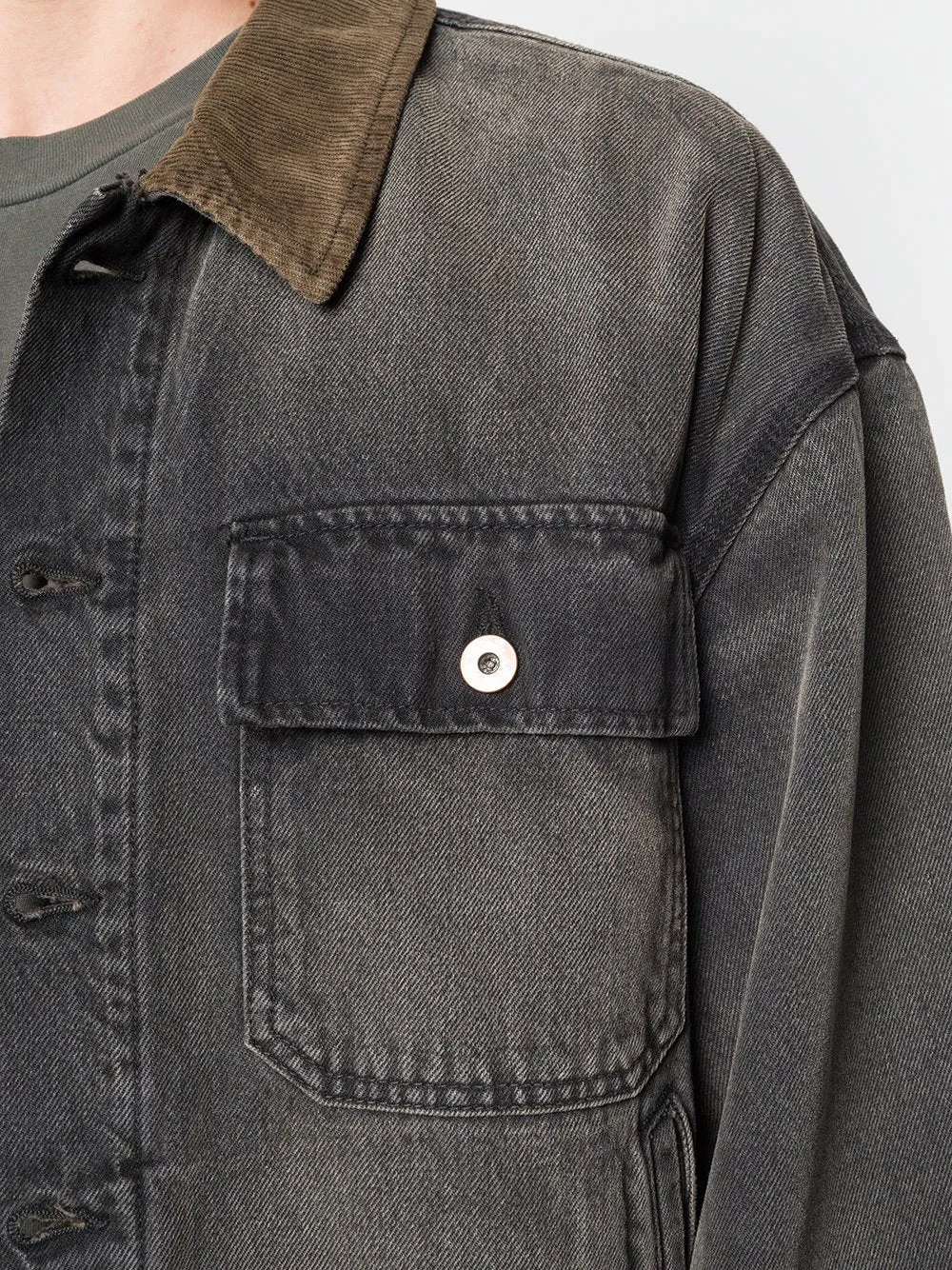 Flannel Lined Denim Jacket Black Brown