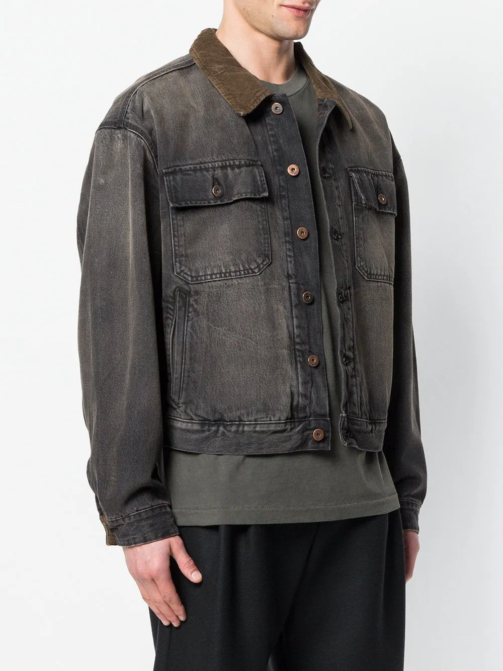 Flannel Lined Denim Jacket Black Brown