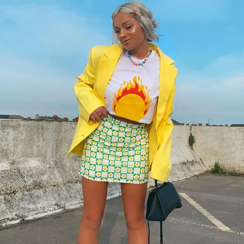 FLORAL PRINT HIGH WAISTED SKIRT
