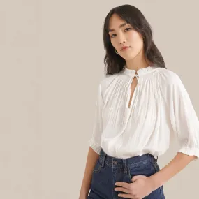 Gabrielle Ruched-Sleeve Blouse