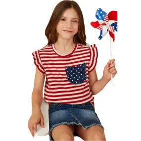 Girls Hayden Star Pocket Striped Knit Ruffled Tank GY8620