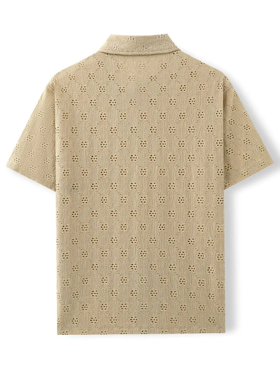 Hollow-Out Jacquard Casual Shirt